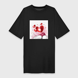 Женская футболка-платье Влюблённый Кот в сердечках