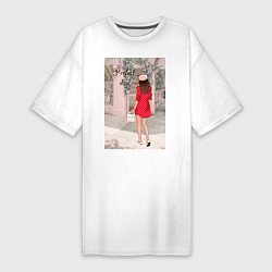 Женская футболка-платье Девушка в Париже