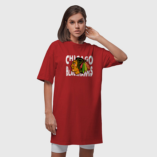 Женская футболка-платье Чикаго Блэкхокс, Chicago Blackhawks / Красный – фото 3