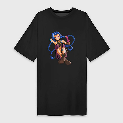 Женская футболка-платье Jinx Arcane Netflix League of Legends by sexygirls / Черный – фото 1