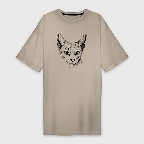 Женская футболка-платье Clever cat / Миндальный – фото 1