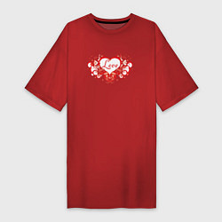 Футболка женская-платье Любовное Сердце Love, цвет: красный