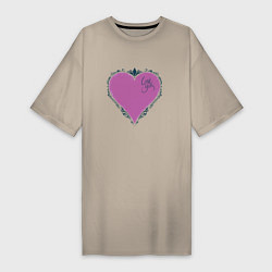 Женская футболка-платье Розовое сердце !