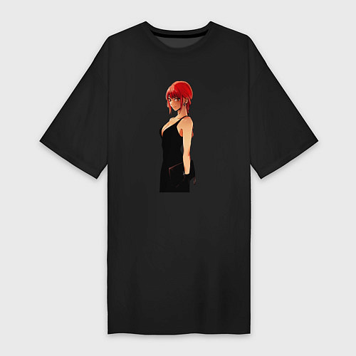 Женская футболка-платье Человек бензопила Макима в красивом платье / Черный – фото 1