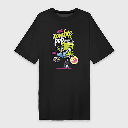 Женская футболка-платье Diet Zombie Pop Sugar free Pop art / Черный – фото 1