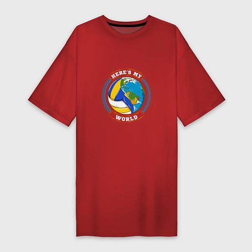 Женская футболка-платье World - Volleyball / Красный – фото 1