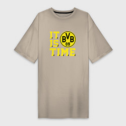 Футболка женская-платье Borussia Dortmund Боруссия Дортмунд, цвет: миндальный