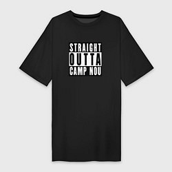 Футболка женская-платье Barcelona Straight Outta Camp Nou Барселона, цвет: черный