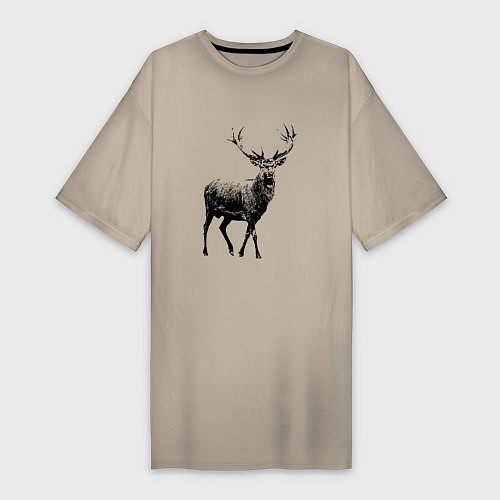 Женская футболка-платье Черный олень Black Deer / Миндальный – фото 1