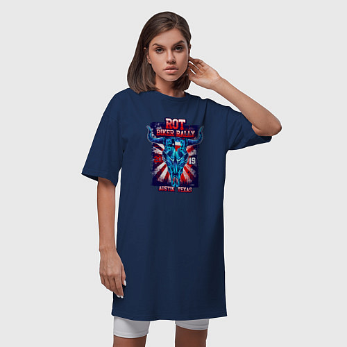 Женская футболка-платье Ралли байкеров / Тёмно-синий – фото 3