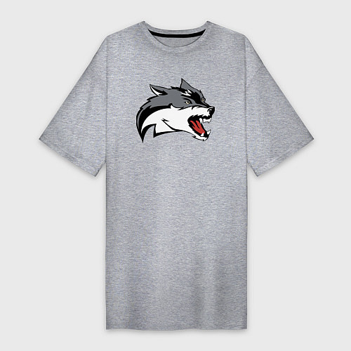 Женская футболка-платье Свирепый волк Оскал / Меланж – фото 1