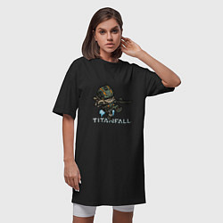 Футболка женская-платье Титанфол арт нарисованный карандашом TITANFALL, цвет: черный — фото 2