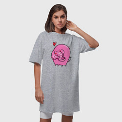 Футболка женская-платье Влюбленный розовый слон, цвет: меланж — фото 2