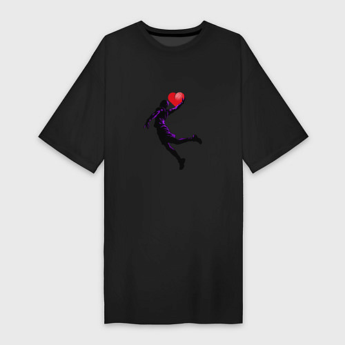 Женская футболка-платье Сердце Баскетболиста / Черный – фото 1