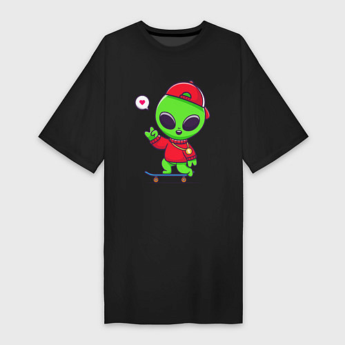 Женская футболка-платье Alien with love / Черный – фото 1