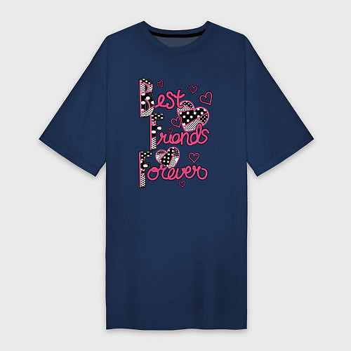 Женская футболка-платье Best friends forever - Лучшие друзья навсегда / Тёмно-синий – фото 1