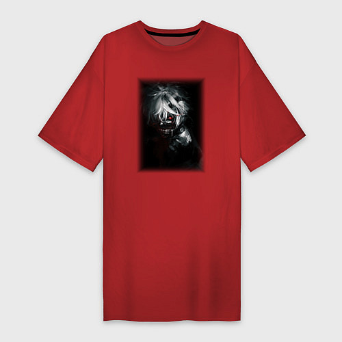 Женская футболка-платье Канеки Кен Токийский Гуль Ghoul / Красный – фото 1