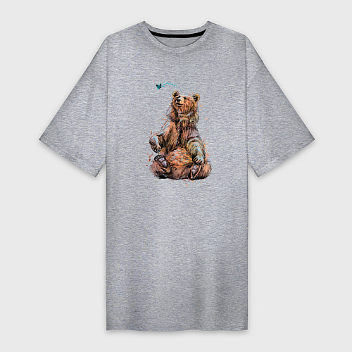Женская футболка-платье Медведь и бабочка / Меланж – фото 1