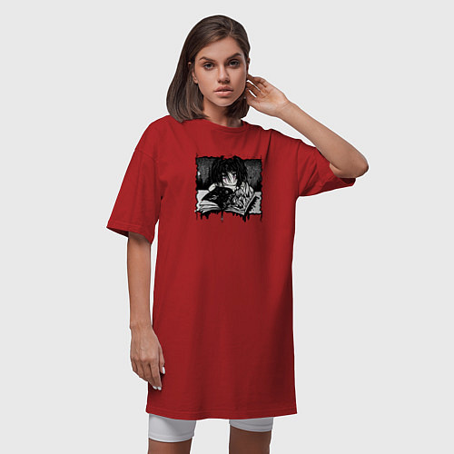 Женская футболка-платье Маленькая Ведьма с Книгой / Красный – фото 3