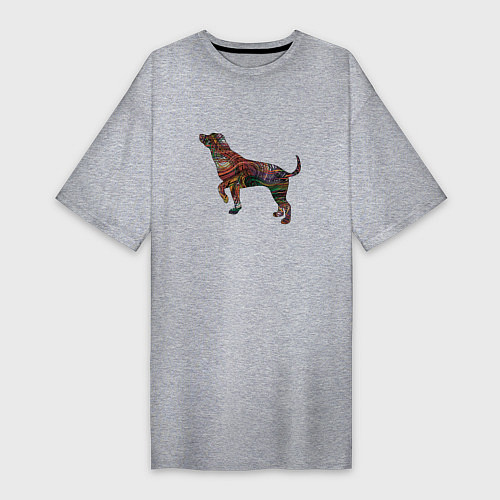 Женская футболка-платье Образ собаки линиями / Меланж – фото 1