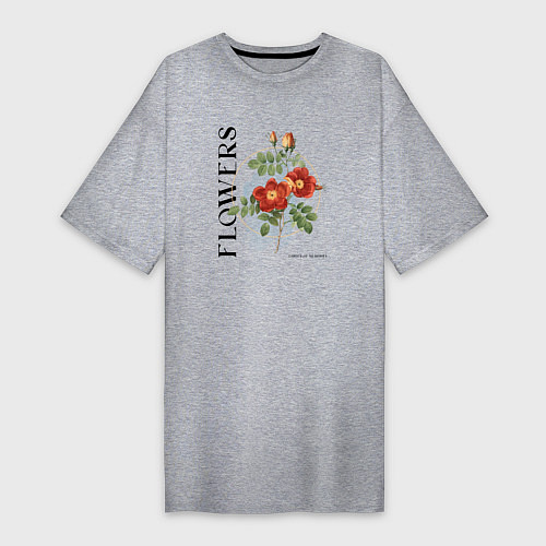 Женская футболка-платье Flowers - Garden of memories / Меланж – фото 1