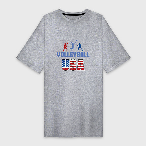 Женская футболка-платье USA - Volleyball / Меланж – фото 1