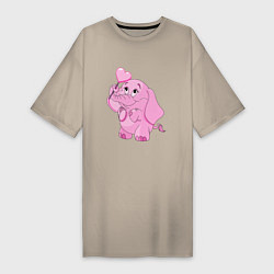 Женская футболка-платье Розовый слонёнок