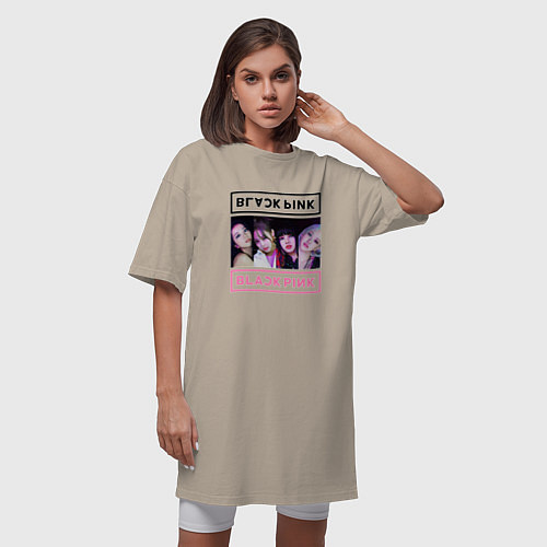 Женская футболка-платье BLACKPINK Lovesick Girls / Миндальный – фото 3