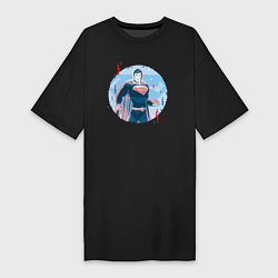 Футболка женская-платье Фигура Супермена, цвет: черный