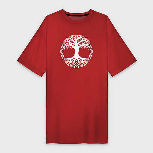 Женская футболка-платье Мировое Дерево Славян / Красный – фото 1