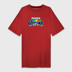 Футболка женская-платье Super Mario Galaxy logo, цвет: красный