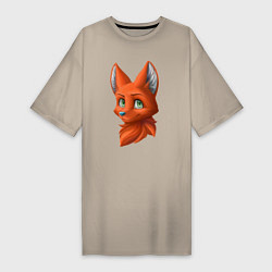Футболка женская-платье Милая лисичка Cute fox, цвет: миндальный
