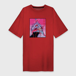 Футболка женская-платье Ева 02 Neon Evangelion, цвет: красный