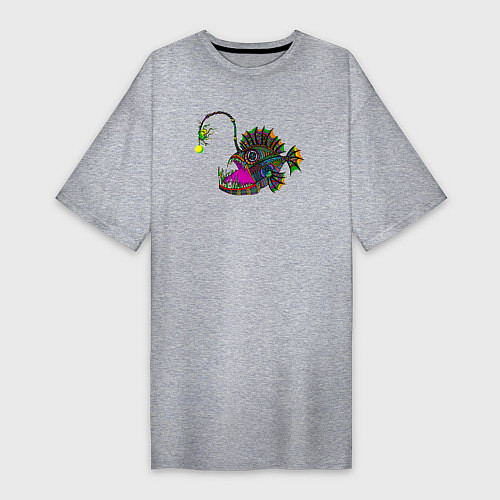 Женская футболка-платье Психоделический морской черт / Меланж – фото 1