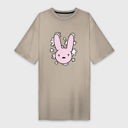 Футболка женская-платье Bad Bunny Floral Bunny, цвет: миндальный