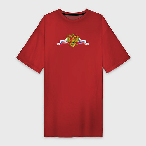 Женская футболка-платье Герб и флаг россии / Красный – фото 1
