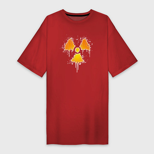 Женская футболка-платье Radioactive symbol / Красный – фото 1