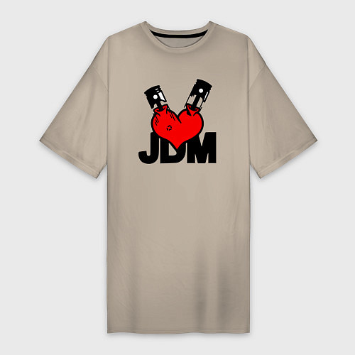 Женская футболка-платье JDM Heart Piston Japan / Миндальный – фото 1
