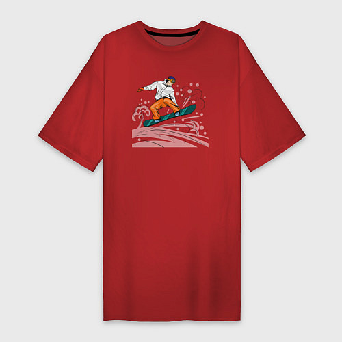 Женская футболка-платье Сноубордист snowboard / Красный – фото 1