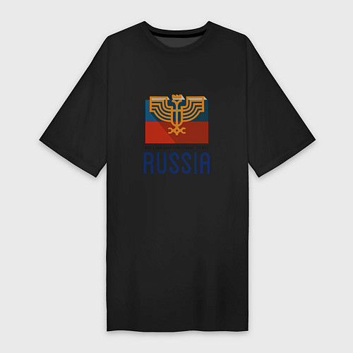 Женская футболка-платье Russia - Союз / Черный – фото 1