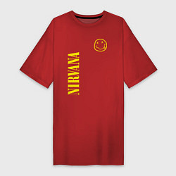 Футболка женская-платье Nirvana нирвана смайл, цвет: красный