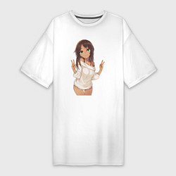 Футболка женская-платье Аниме тяна, цвет: белый