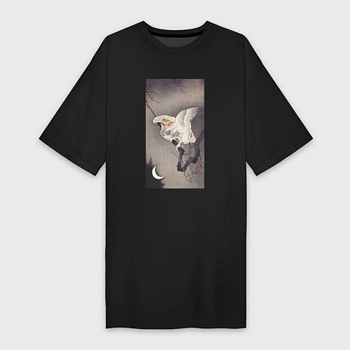 Женская футболка-платье Scops Owl in Moonlight / Черный – фото 1