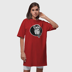 Футболка женская-платье Космический кот астронавт, цвет: красный — фото 2