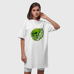 Футболка женская-платье Зелёный черепок, цвет: белый — фото 2
