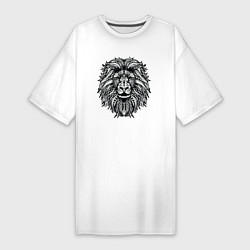 Футболка женская-платье Лев в стиле Мандала Mandala Lion, цвет: белый