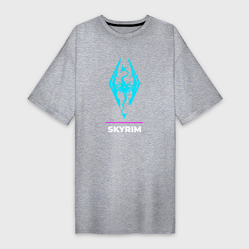 Женская футболка-платье Символ Skyrim в неоновых цветах / Меланж – фото 1