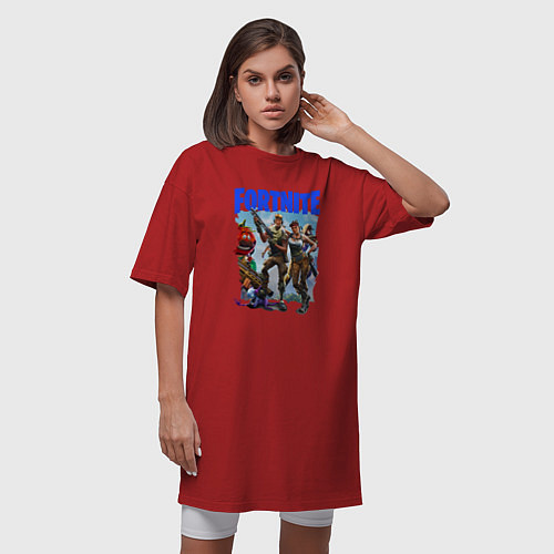 Женская футболка-платье FORTNITE ПЕРСОНАЖИ ИГРЫ / Красный – фото 3
