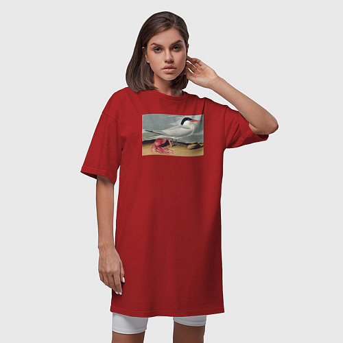 Женская футболка-платье Cayenne Tern Чайка и краб / Красный – фото 3