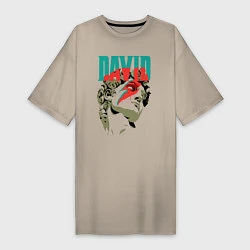 Футболка женская-платье Давид Bowie, цвет: миндальный